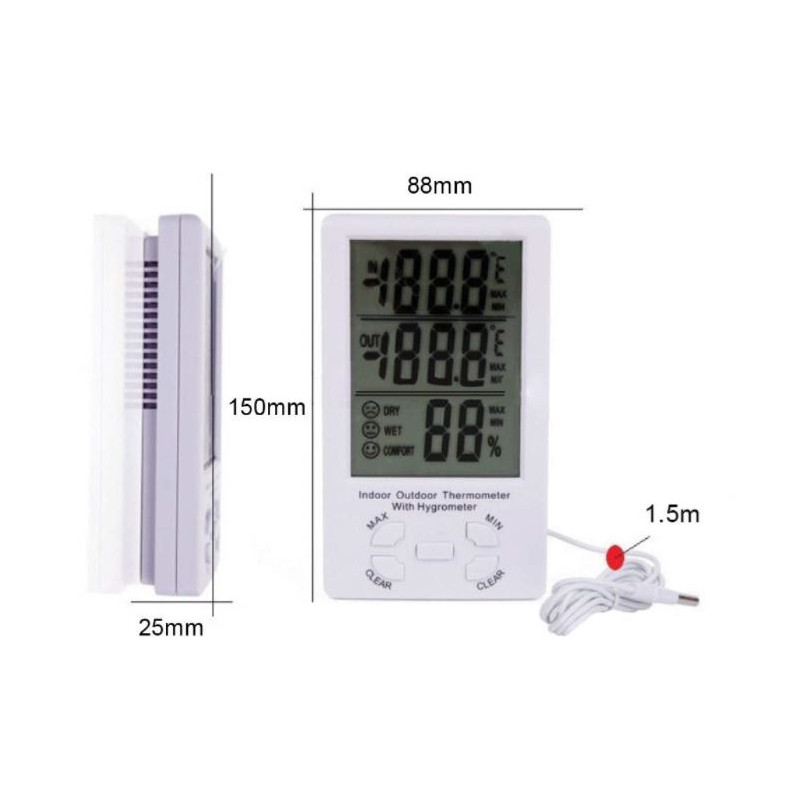 1pc Thermomètre Extérieur Intérieur Thermomètre Hygromètre - Temu Belgium